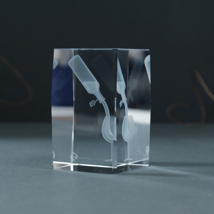 Сувенир стекло прямоугольник Сувенир стекло прямоугольник "Бокал и вино" 5х5х8 см