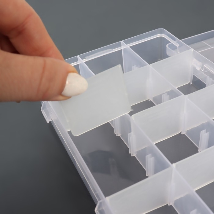 Органайзер для декора, передвижные ячейки, 12 ячеек, 19,5 &times; 13 &times; 3,6 см, цвет прозрачный