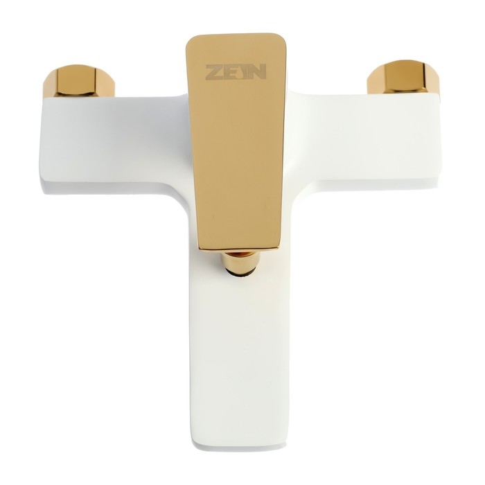 Смеситель для ванны ZEIN Z3891, однорычажный, лейка 5 режимов, шланг, держатель, белый/gold 993220 Смеситель для ванны ZEIN Z3891, однорычажный, лейка 5 режимов, шланг, держатель, белый/gold 993220