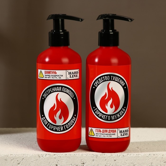 Подарочный набор косметики «Незаменимый чистый запас», гель для душа, шампунь для волос, 2 х 300 мл и мочалка для тела, HARD LINE Подарочный набор косметики «Незаменимый чистый запас», гель для душа, шампунь для волос, 2 х 300 мл и мочалка для тела, HARD LINE