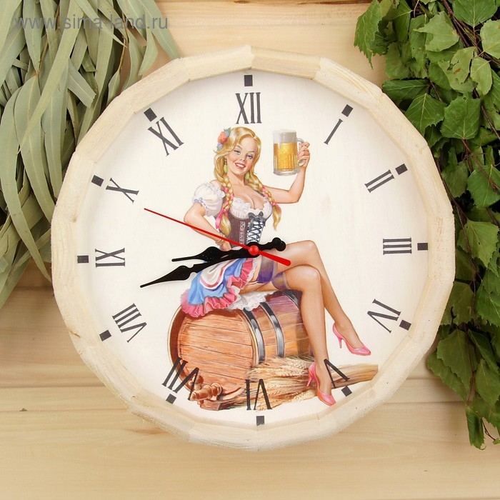 Часы банные бочонок Часы банные бочонок "Добропаровъ. Дама с пивом"