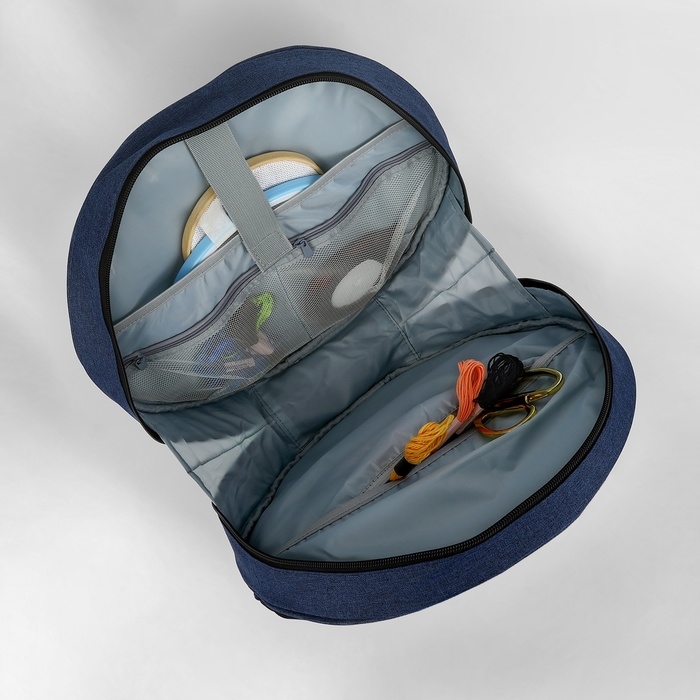 Сумка для вышивания, 2 отделения на молнии, с ручками, d = 35 × 12 см, цвет синий Сумка для вышивания, 2 отделения на молнии, с ручками, d = 35 × 12 см, цвет синий