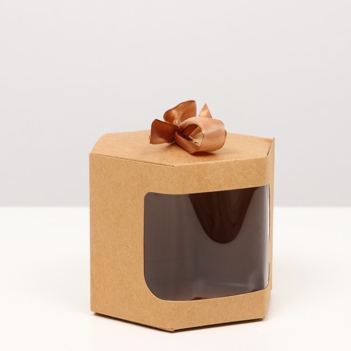 Коробка шестигранная, с окном, крафтовая, 10 х 10 х 10 см Коробка шестигранная, с окном, крафтовая, 10 х 10 х 10 см