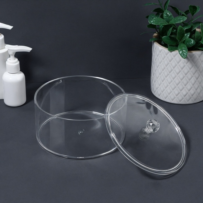 Органайзер для хранения, с крышкой, 14 × 14 × 9,3 см, цвет прозрачный Органайзер для хранения, с крышкой, 14 × 14 × 9,3 см, цвет прозрачный