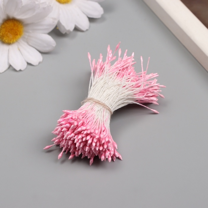 Тычинки для искусственных цветов глянец "Рисинки" розовый  набор 360 шт длина 6 см