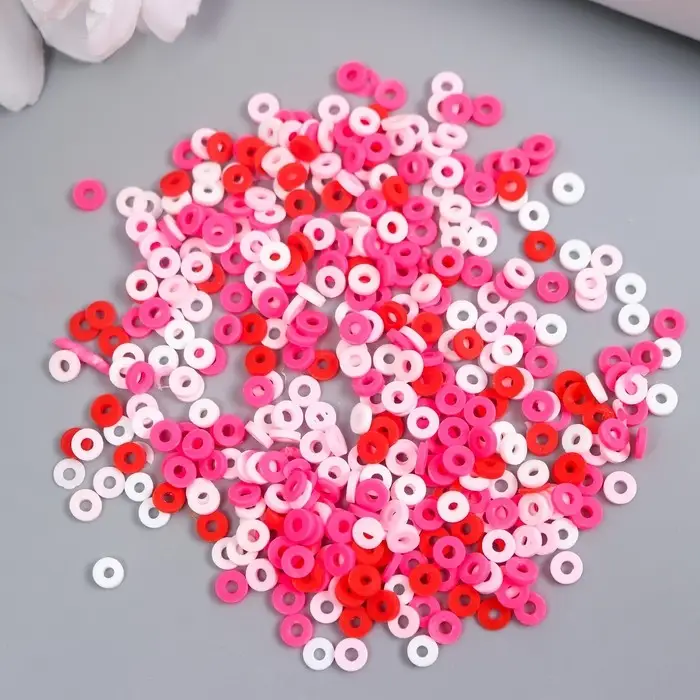 Бусины для творчества PVC "Колечки розовые" набор ≈ 330 шт 0,1х0,4х0,4 см