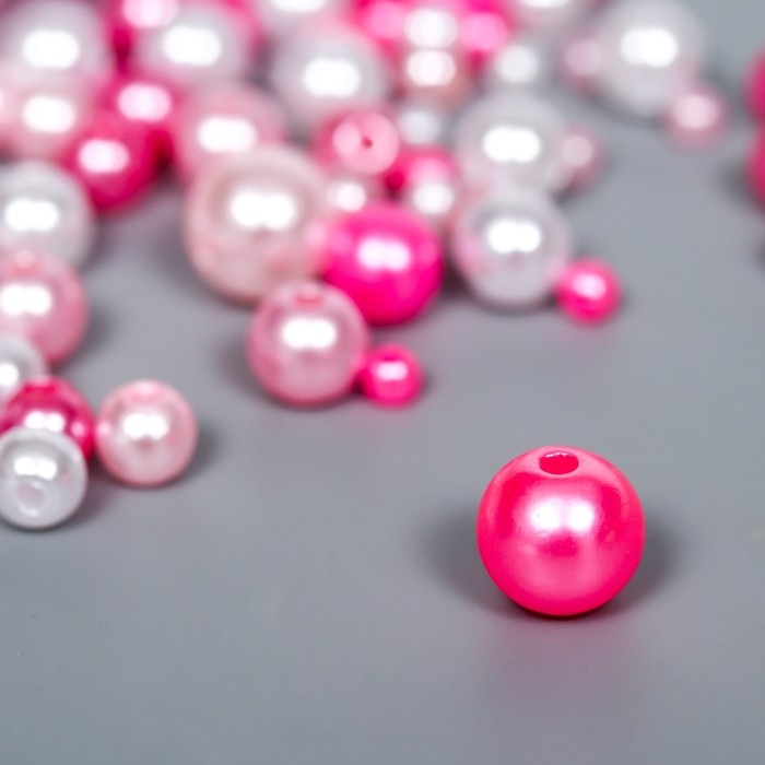 Бусины для творчества пластик Бусины для творчества пластик "Круглые. Ассорти розовое" d=3-8 мм, набор 10 гр