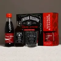 Подарочный набор &laquo;Мужской подарок&raquo;, гель для душа виски, гель для душа кола, стакан для виски, Чистое счастье