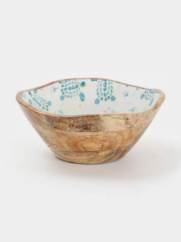 Салатник &laquo;Черепаха и цветы&raquo;, 23&times;23&times;10.5 см, дерево манго