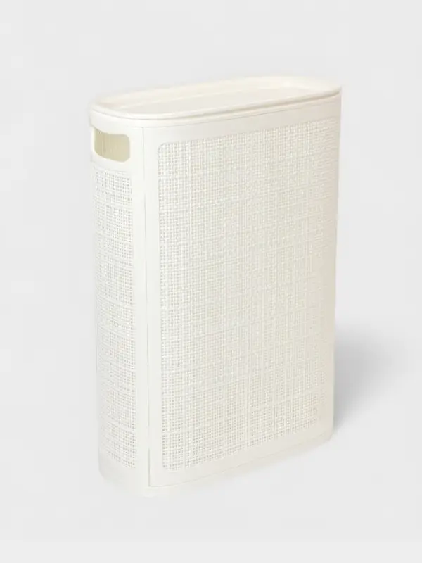 Плетёная корзина для белья с крышкой Плетёная корзина для белья с крышкой "Лён" 45л 43×20×60см, цвет белый