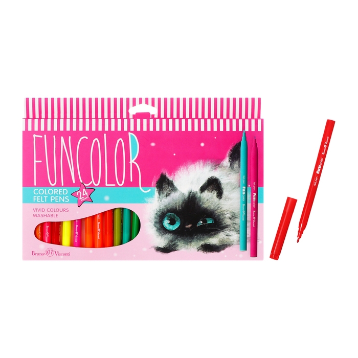 Фломастеры 24цв BrunoVisconti FUNCOLOR, пласт, круг, в карт коробке Фломастеры 24цв BrunoVisconti FUNCOLOR, пласт, круг, в карт коробке