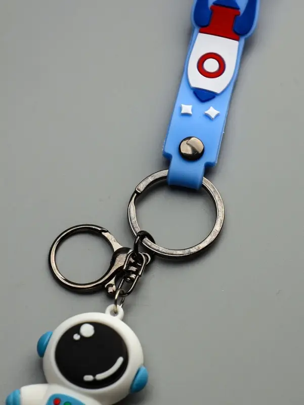 Брелок для ключей на кольце &laquo;Космонавт в бело-голубом скафандре&raquo;, с браслетом и карабином, 4.5&times;2.4&times;3.2 см МИКС