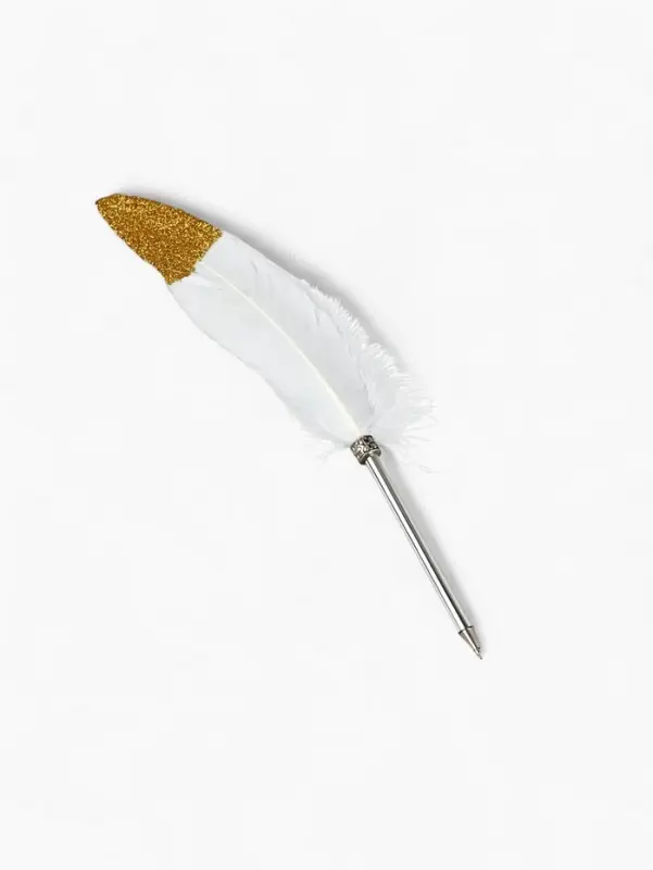 Ручка с пером, синяя паста, длина 25 см