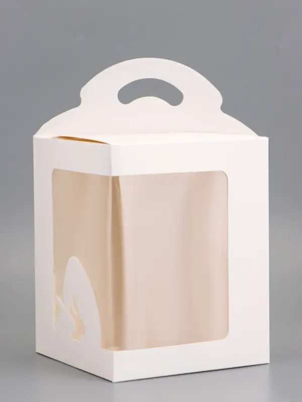 Коробка для десерта, упаковка кондитерская, белая, 18&times;18&times;23 см