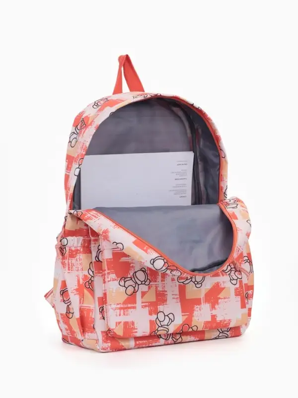 Рюкзак школьный на молнии, с карманами, с принтом, размер 28.5&times;12&times;41 см, оранжевый