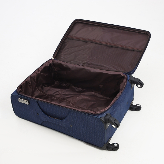 Чемодан большой 95 л (L), отдел на молнии, с расширением, кодовый замок, 4 колеса, 2 наружных кармана, цвет синий Чемодан большой 95 л (L), отдел на молнии, с расширением, кодовый замок, 4 колеса, 2 наружных кармана, цвет синий