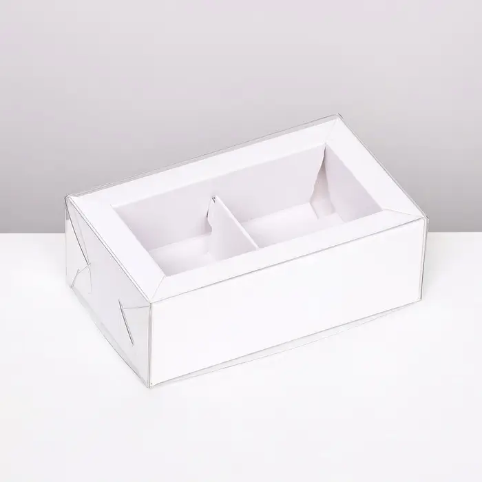 Коробка складная с прозрачной крышкой, 10×6×3.5 см, белая Коробка складная с прозрачной крышкой, 10×6×3.5 см, белая