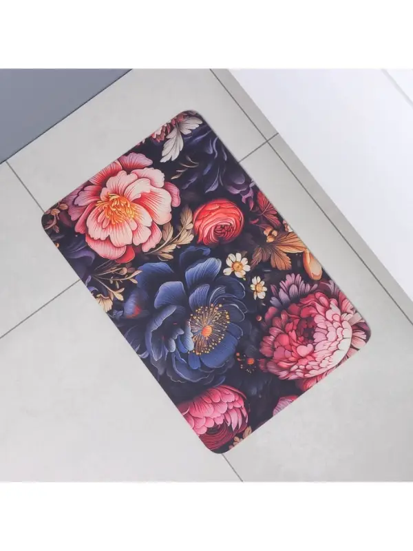 Коврик для дома Доляна Black Flowers, влаговпитывающий, 40&times;60 см