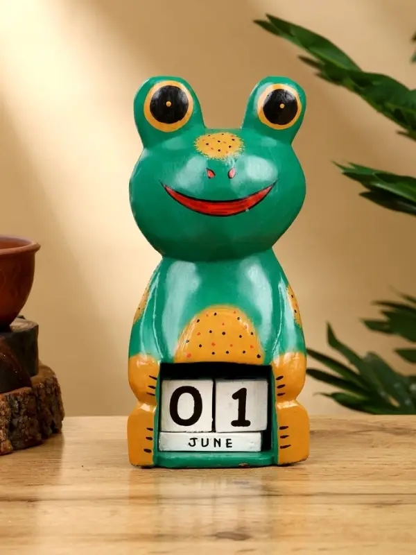 Календарь настольный «Лягушка», 10×6.5×21 см, дерево, зелёный