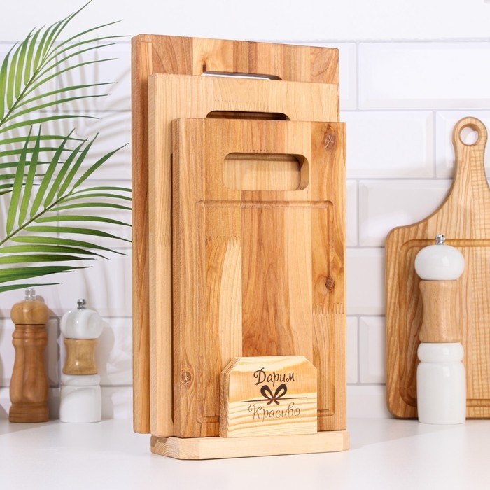 Набор досок разделочных  Набор досок разделочных "Прямая ручка" (3 шт) 38х22х1,8 см; 34х20х1,8 см; 30х18х1,8 см