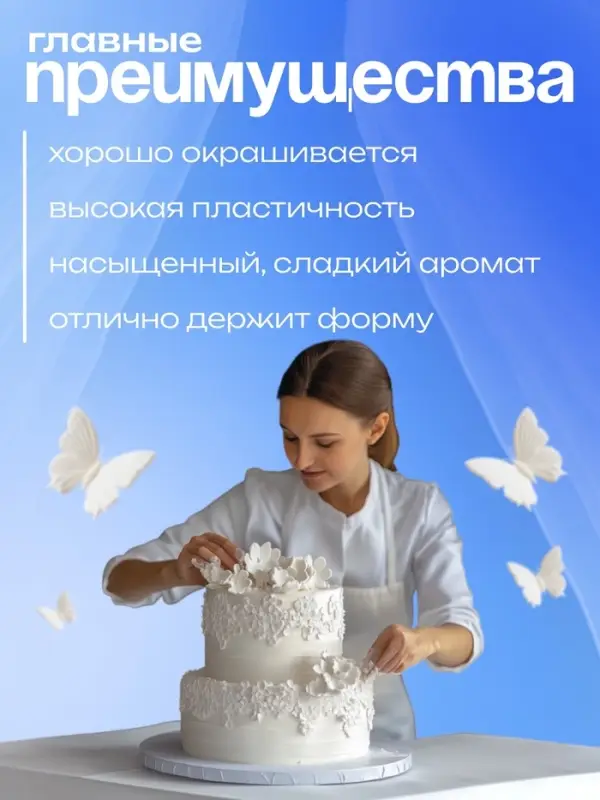 Мастика сахарная ванильная белая, 600 г