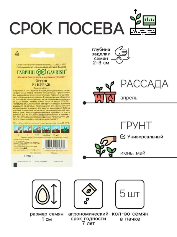 Семена Огурец &laquo;Китайский император&raquo;, F1, 5 шт., &laquo;ПОИСК&raquo;