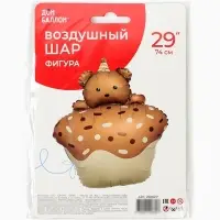 Воздушный шар фольгированный 29" &laquo;Кексик с медвежонком&raquo;