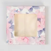 Коробка для шоколада, кондитерская упаковка, «Цветы», с окном, 10.2 х 1.4 х 10.2 см