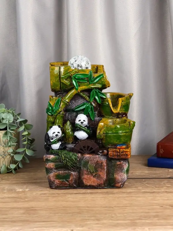 Фонтан "Панды на мельнице" 25х15х16 см (с подсветкой)