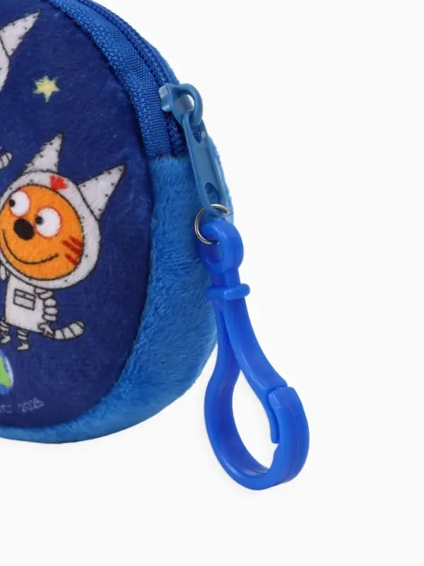 Кошелек детский плюшевый &laquo;Три кота&raquo; синий 9&times;9&times;1