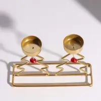 Подсвечник на 2 свечи &laquo;Ёлочки&raquo;, d=4 см, золотой