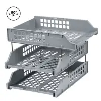 Набор лотков для бумаг &laquo;Стамм&raquo; STRONG, А4, горизонтальный, на металлических стержнях, 3 отделения, серый