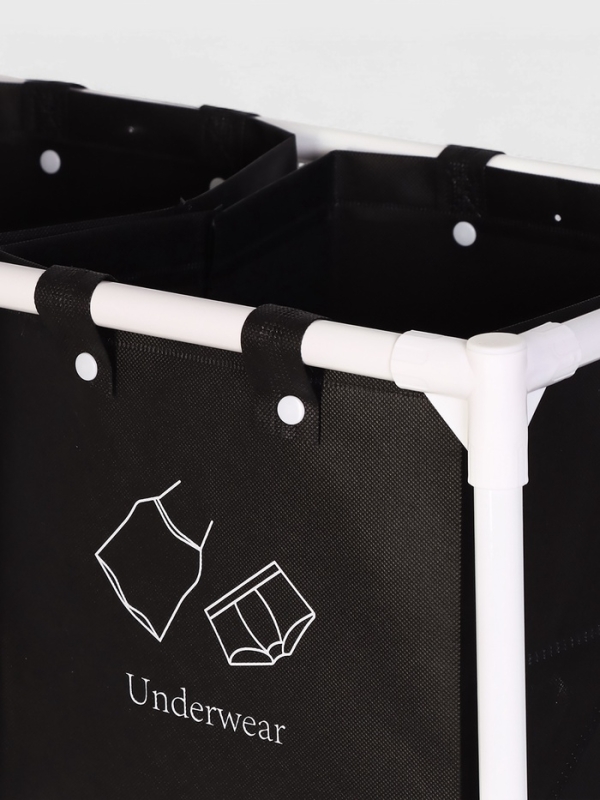 Корзина для белья складная 56х39х95 см, цвет черный, белый Корзина для белья складная 56х39х95 см, цвет черный, белый