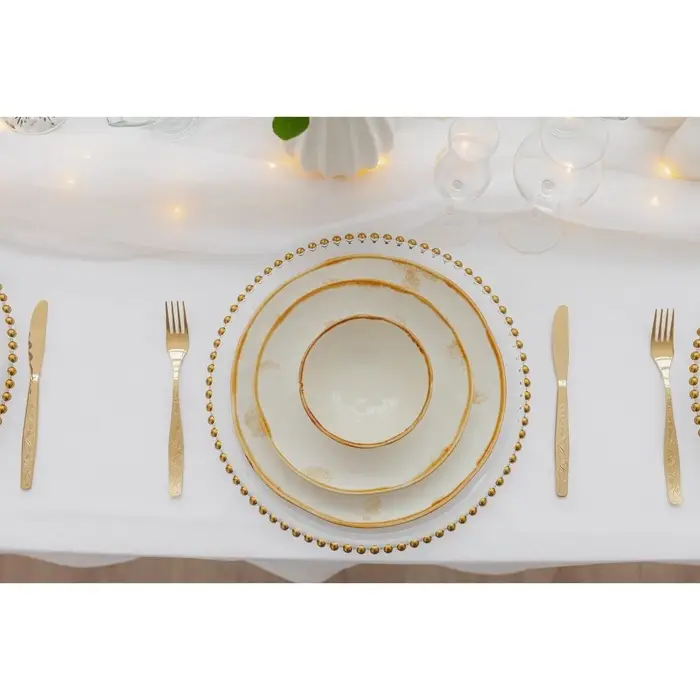 Тарелка Доляна Organic Gold, d=27.5 см, фарфор, белая