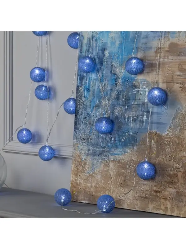 Гирлянда &laquo;Нить&raquo; 5 м с насадками &laquo;Клубки серые&raquo;, IP20, прозрачная нить, 20 LED, свечение белое, 220 В