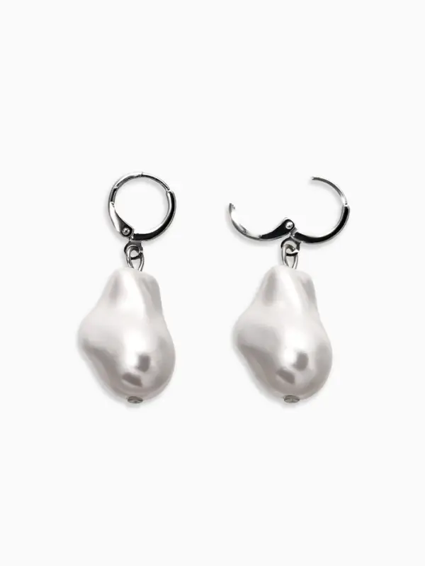 Серьги "Жемчуг барокко", цвет белый в серебре