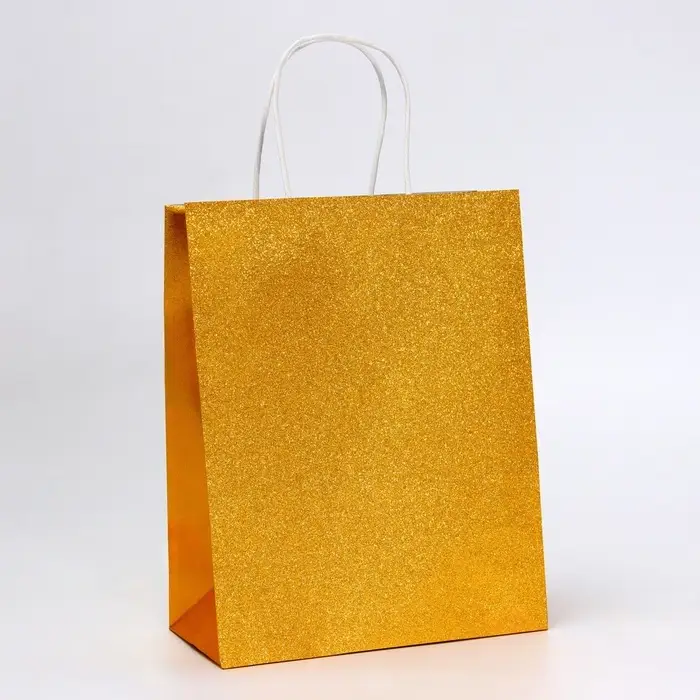 Пакет крафт с глиттером золотой, 21 х 11 х 27 см 1 шт Пакет крафт с глиттером золотой, 21 х 11 х 27 см 1 шт