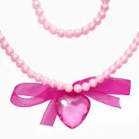 Набор детских украшений &laquo;Выбражулька. Сердце, бант&raquo;, 2 предмета: бусы 35 см, браслет, d=5.5 см, белый, малиновый