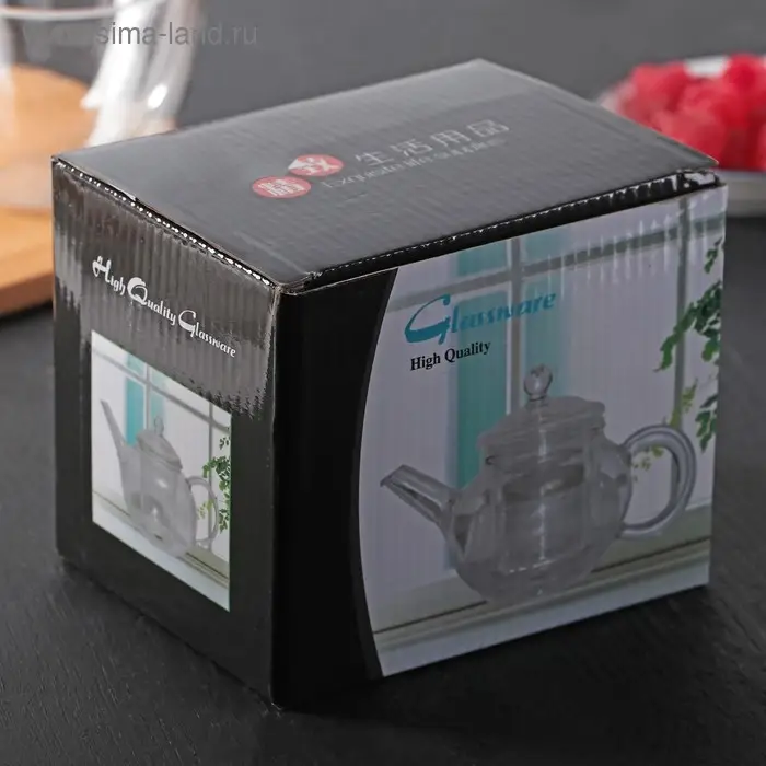 Чайник стеклянный заварочный с металлическим ситом &laquo;Квадро&raquo;, 350 мл