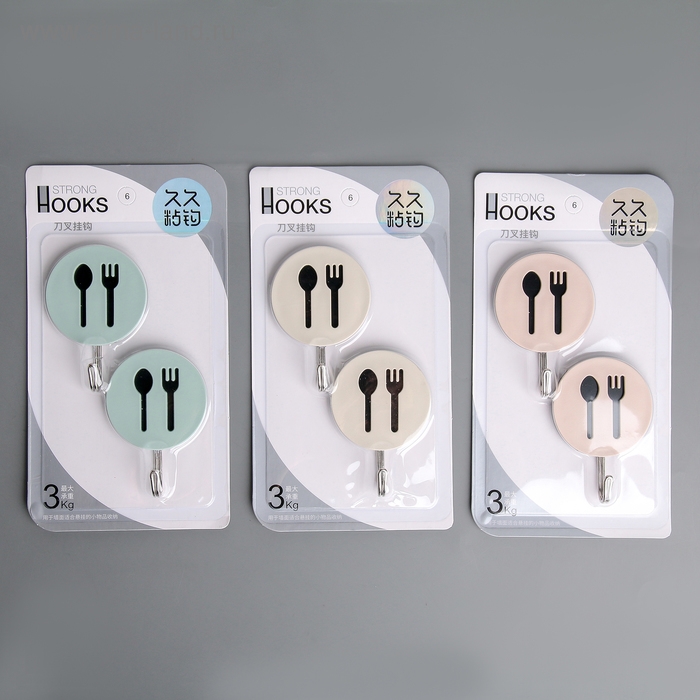 Крючки самоклеящиеся «Приборы», 2 шт, цвет МИКС