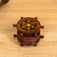 Подставка под горячее "Штурвал" (набор 6 шт), 12х11,5х6,8 см, дерево шишам Подставка под горячее "Штурвал" (набор 6 шт), 12х11,5х6,8 см, дерево шишам