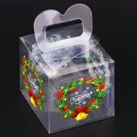 Коробка подарочная новогодняя складная ПВХ « Счастья в Новогом году» 7×7×7 см Новый год