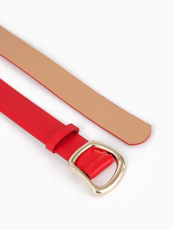 Ремень женский, затяжка, без винта, 4&times;110 см, пряжка золотистая, красный