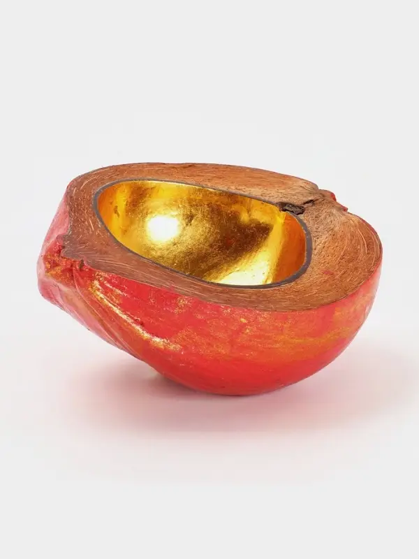 Чаша из кокоса, 19&times;22&times;10 см, красно-золотая