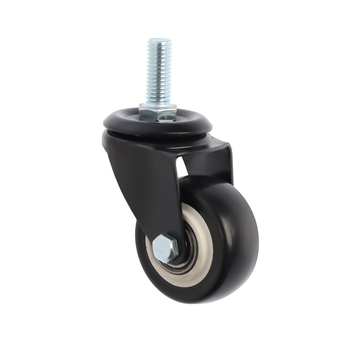Колесо мебельное ТУНДРА, d=50 мм, поворотное, с футоркой 10х25 мм, без тормоза, черное Колесо мебельное ТУНДРА, d=50 мм, поворотное, с футоркой 10х25 мм, без тормоза, черное