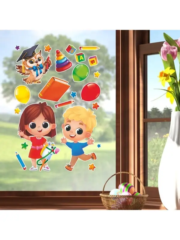 Наклейки витражные &laquo;Выпускной в детском саду&raquo;, 33&times;50.5 см