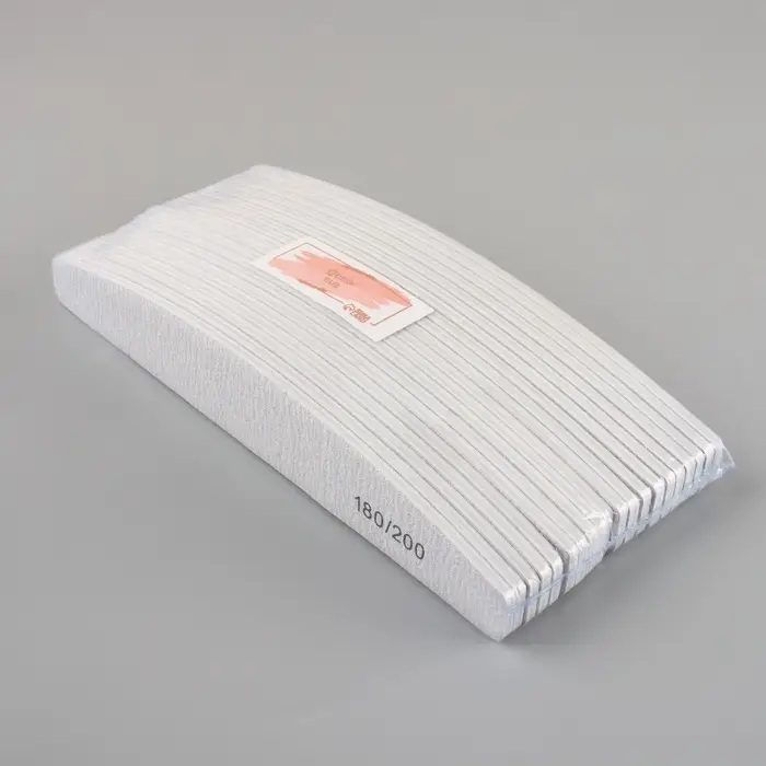 Пилка для ногтей, лодочка,180/200 грит, 18 см, фасовка 20 шт., серая