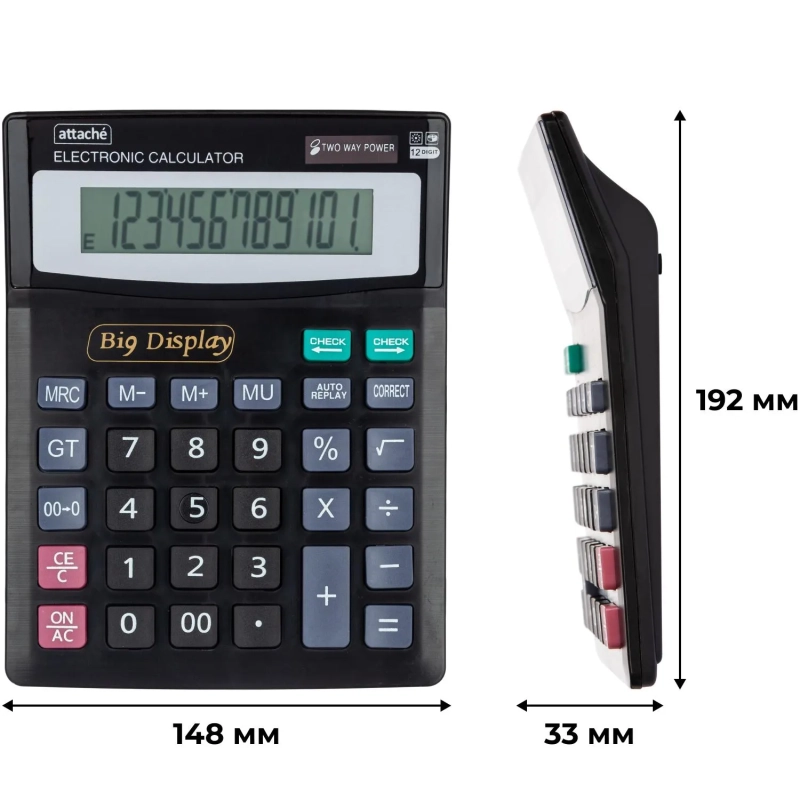 Калькулятор настольный ПОЛНОРАЗ-Й Attache ATC-444-12F12раз.дв.пит,192x148мм
