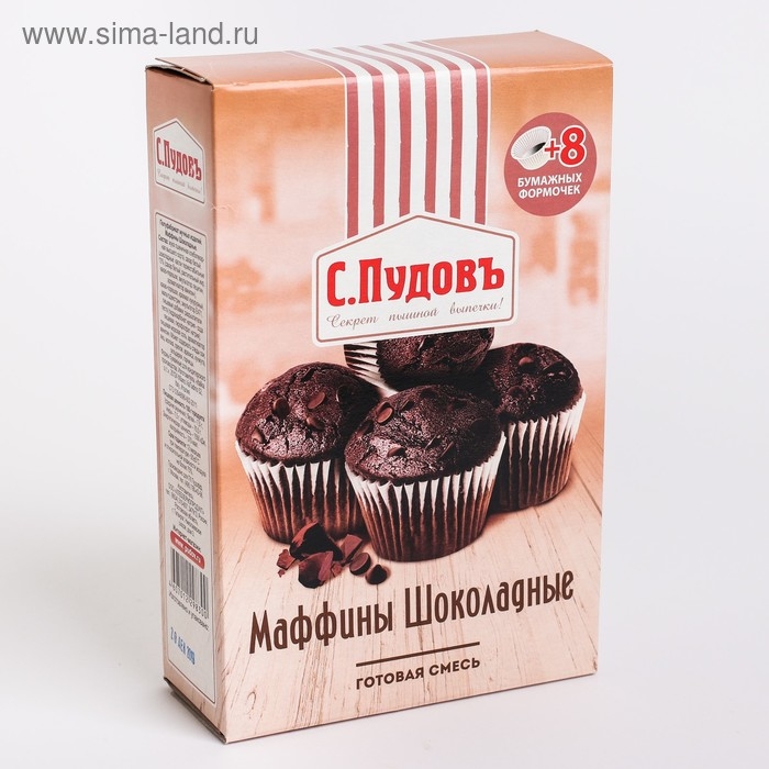 Маффины шоколадные С. Пудовъ, картон ритейл,  230 г Маффины шоколадные С. Пудовъ, картон ритейл,  230 г