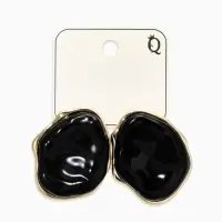 Серьги акрил мятый "Овал", цвет чёрный в золоте